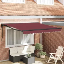   vidaXL Behúzható napellenző Burgundi 300 x 250 cm Poliészter és fém