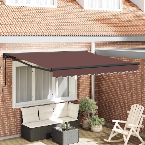 vidaXL Behúzható napellenző Barna 300 x 250 cm Poliészter és fém