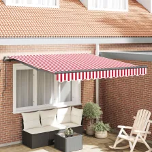 vidaXL Behúzható napellenző Piros és Fehér 300 x 250 cm