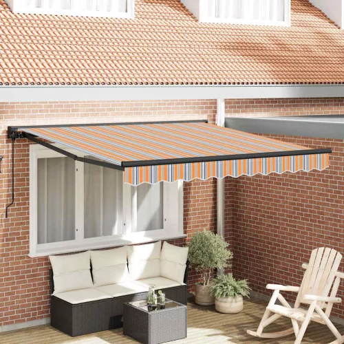 vidaXL Behúzható napellenző Kék és Narancs 300 x 250 cm