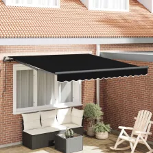   vidaXL Behúzható napellenző Fekete 300 x 250 cm Poliészter és acél