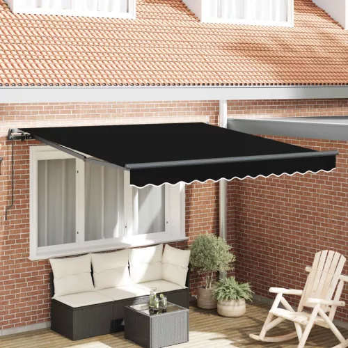 vidaXL Behúzható napellenző Fekete 300 x 250 cm Poliészter és acél