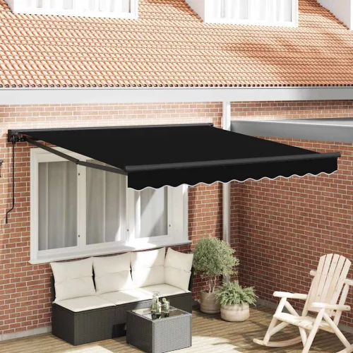 vidaXL Behúzható napellenző Fekete 300 x 250 cm Poliészter és fém