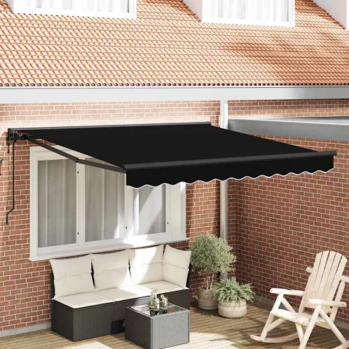 vidaXL Behúzható napellenző Fekete 300 x 250 cm Poliészter és fém