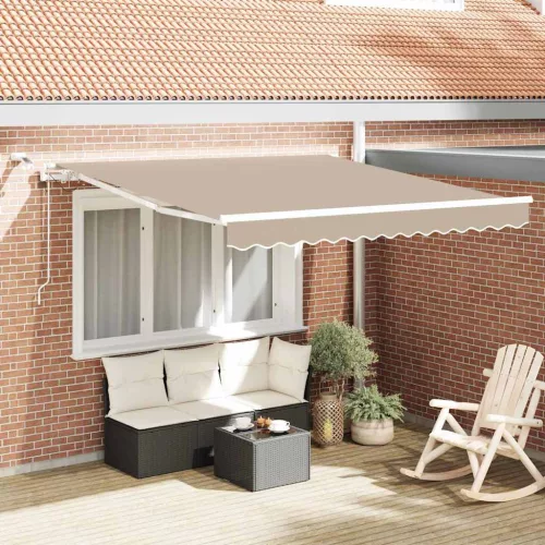 vidaXL Behúzható napellenző Bézs 300 x 250 cm Poliészter és fém