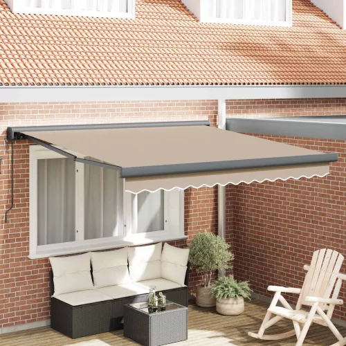 vidaXL Napernyő Bézs 300 x 250 cm Pamut és Alumínium