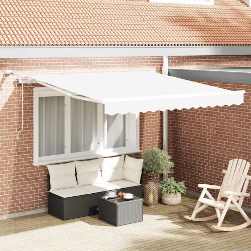 vidaXL Behúzható napellenző Fehér 300 x 250 cm Poliészter és fém