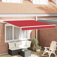 vidaXL Behúzható napellenző Piros 300 x 250 cm szövet
