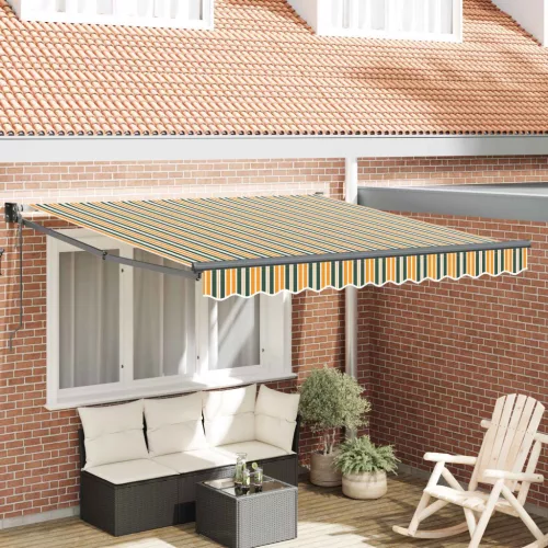 vidaXL Napernyő Zöld és Sárga 300 x 250 x 165 cm Poliészter