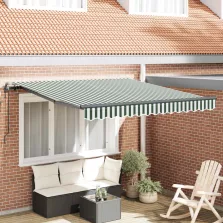 vidaXL Behúzható napellenző Zöld és Fehér 300 x 250 cm