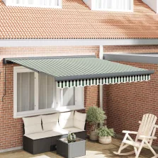   vidaXL Behúzható napellenző Zöld és Fehér 300 x 250 cm Szövet és Fém