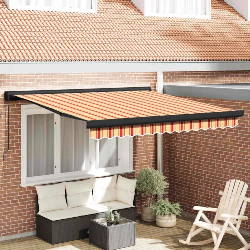 vidaXL Behúzható napellenző Sárga és narancs 350 x 250 cm