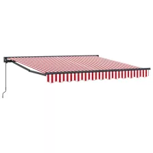 vidaXL Behúzható napellenző Piros és Fehér 350 x 250 cm