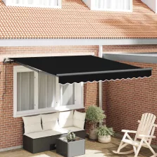   vidaXL Behúzható napellenző Fekete 350 x 250 cm Poliészter és acél