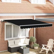   vidaXL Behúzható napellenző Fekete 350 x 250 cm Szövet és Alumínium