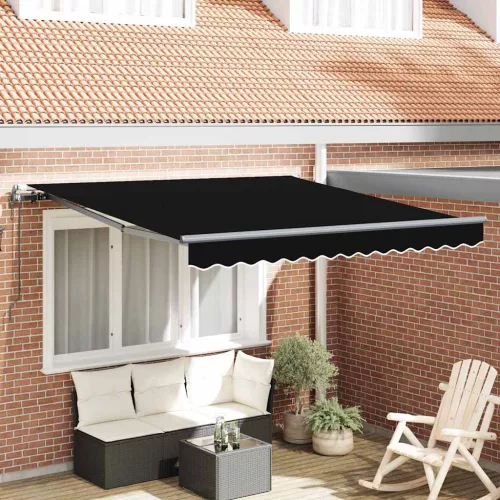 vidaXL Behúzható napellenző Fekete 350 x 250 cm Szövet és Alumínium