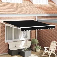   vidaXL Behúzható napellenző Fekete 350 x 250 cm Pamut és Alumínium