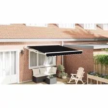 vidaXL Behúzható napellenző Fekete 350 x 250 cm szövet