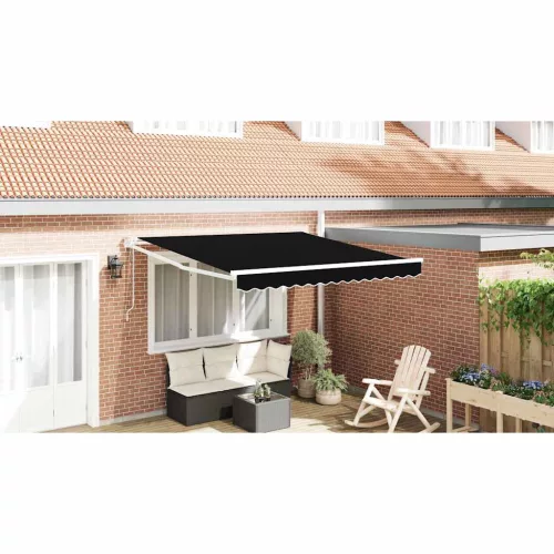 vidaXL Behúzható napellenző Fekete 350 x 250 cm szövet