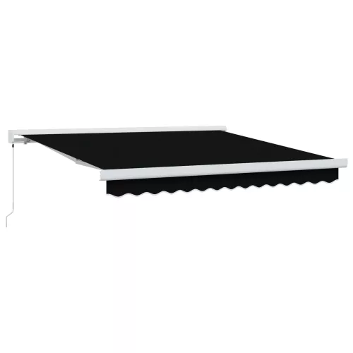 vidaXL Behúzható napellenző Fekete 350 x 250 cm Szövet és Fém