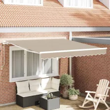   vidaXL Behúzható napellenző Bézs 350 x 250 cm Pamut és Alumínium