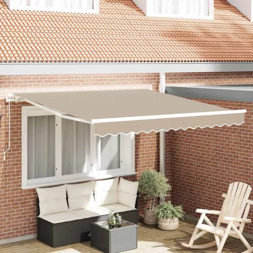 vidaXL Behúzható napellenző Bézs 350 x 250 cm Pamut és Alumínium