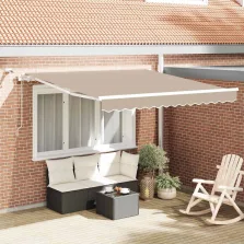   vidaXL Behúzható napellenző Bézs 350 x 250 cm Poliészter és fém