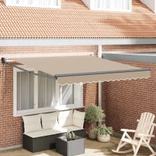   vidaXL Behúzható napellenző Bézs 350 x 250 cm Pamut és Alumínium