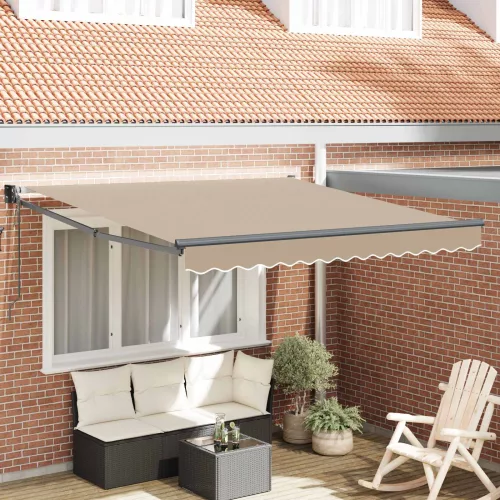 vidaXL Behúzható napellenző Bézs 350 x 250 cm Pamut és Alumínium