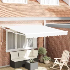   vidaXL Behúzható napellenző Fehér 350 x 250 cm Pamut és Alumínium