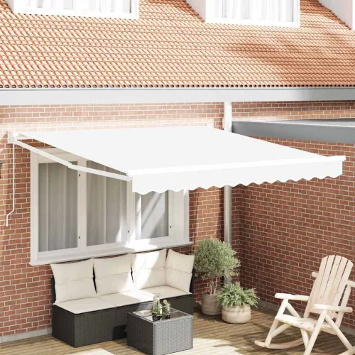 vidaXL Behúzható napellenző Fehér 350 x 250 cm Pamut és Alumínium
