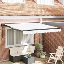   vidaXL Behúzható napellenző Fehér 350 x 250 cm Poliészter és fém