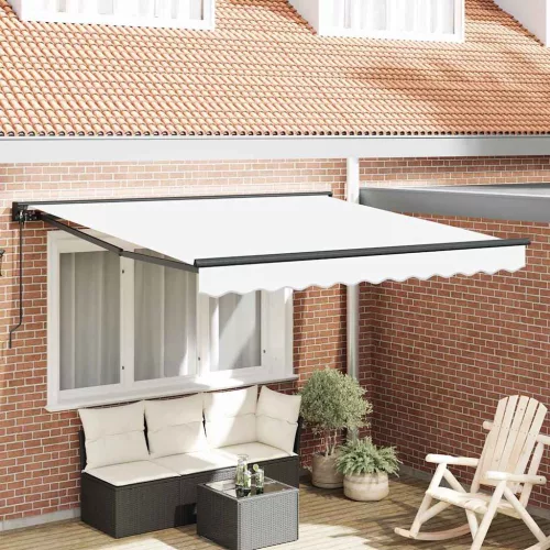 vidaXL Behúzható napellenző Fehér 350 x 250 cm Poliészter és fém