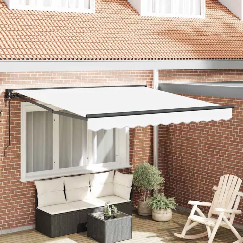 vidaXL Behúzható napellenző Fehér 350 x 250 cm Poliészter és fém