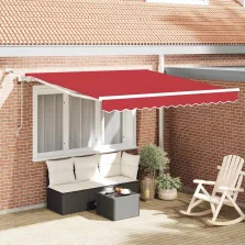   vidaXL Behúzható napellenző Piros 350 x 250 cm Poliészter és fém