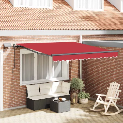 vidaXL Behúzható napellenző Piros 350 x 250 cm szövet