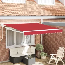   vidaXL Behúzható napellenző Piros 350 x 250 cm Pamut és Alumínium
