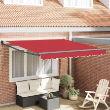   vidaXL Behúzható napellenző Piros 350 x 250 cm Pamut és Alumínium