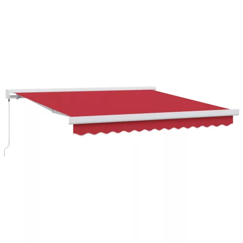 vidaXL Behúzható napellenző Piros 350 x 250 cm Szövet és Fém