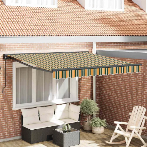 vidaXL Behúzható napellenző Zöld és Sárga 350 x 250 cm