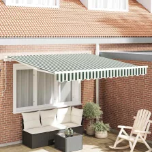 vidaXL Behúzható napellenző Zöld és Fehér 350 x 250 cm