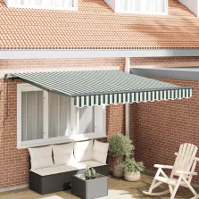 vidaXL Behúzható napellenző Zöld és Fehér 350 x 250 cm