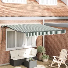 vidaXL Behúzható napellenző Zöld és Fehér 350 x 250 cm