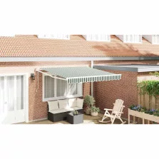 vidaXL Behúzható napellenző Zöld és Fehér 350 x 250 cm