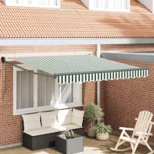vidaXL Behúzható napellenző Zöld és Fehér 350 x 250 cm