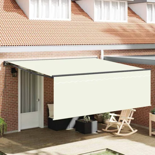 vidaXL Behúzható napellenző Krém 400 × 300 cm Poliészter