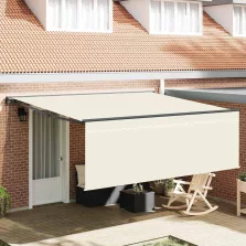 vidaXL Behúzható napellenző Krém 400 × 300 cm szövet