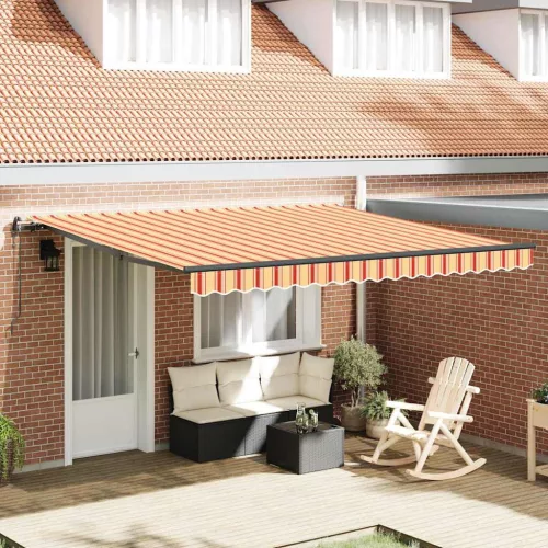 vidaXL Behúzható napellenző sárga és narancssárga 400 ×300 cm szövet