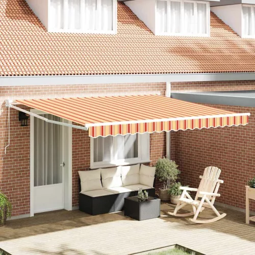 vidaXL Behúzható napellenző Sárga és narancs 400 × 300 cm