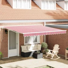   vidaXL Behúzható napellenző 400 × 300 cm Piros és fehér